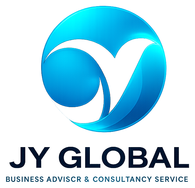 JY Global vertical logo on white surface